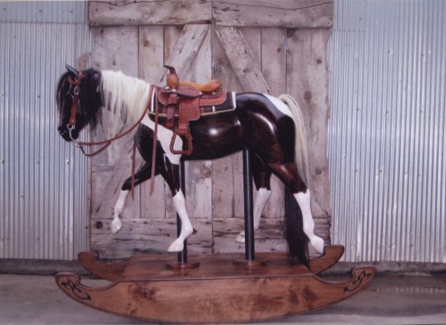 life size wooden rocking horse